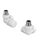 Pack robinetterie équerre d'angle pour radiateur sèche-serviette - robinet à gauche (thermostatisable) - Blanc [- ACOVA]