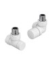 Pack robinetterie équerre d'angle pour radiateur - robinet à droite (thermostatisable) - Blanc [- ACOVA]