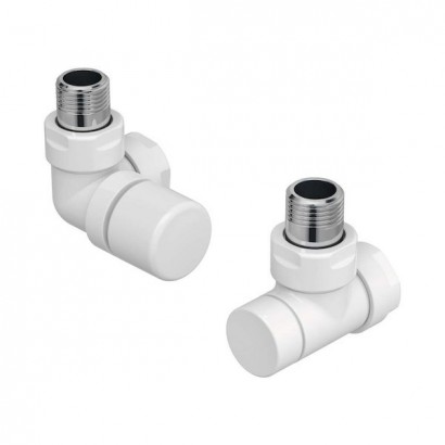 Pack robinetterie équerre d'angle pour radiateur - robinet à gauche (thermostatisable) - Blanc [- ACOVA]